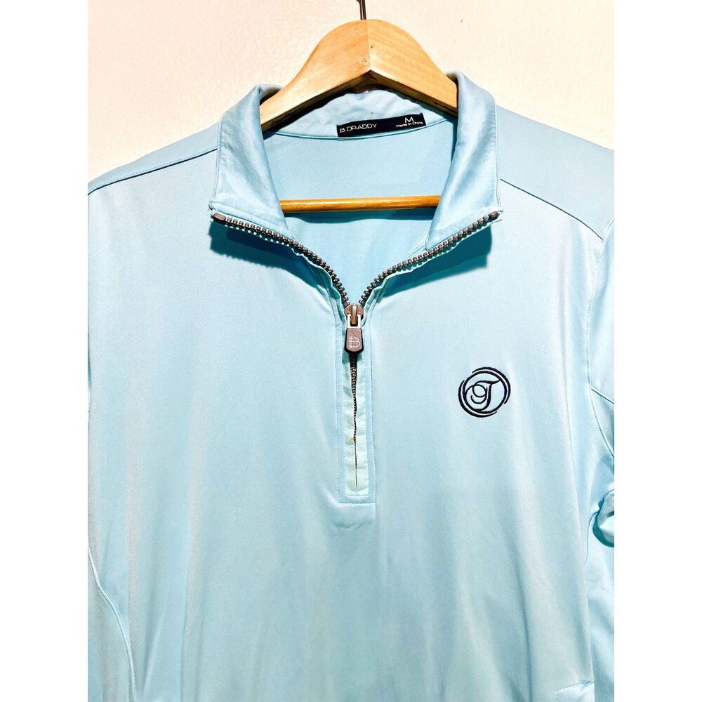 B. Draddy performance long sleeve polo shirt golf summer sports aqua blue men M